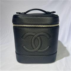 2003 Chanel Black Caviar Cosmetic Bag CC